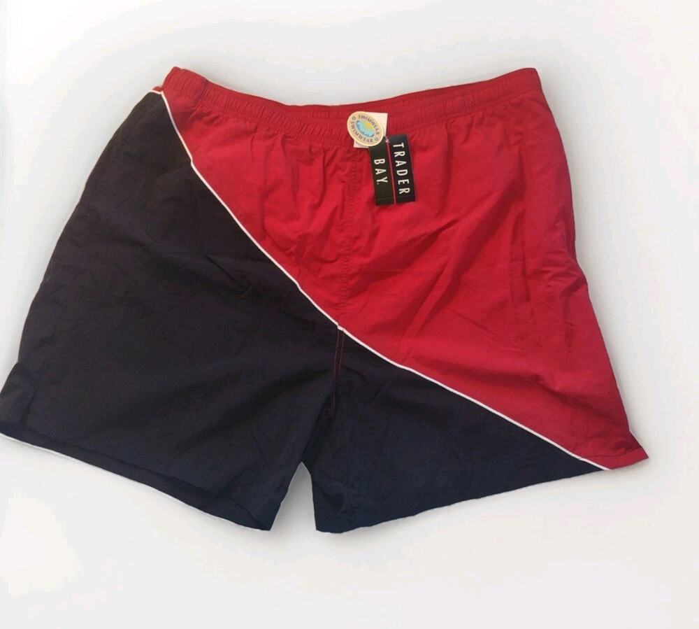 Men's Swim Shorts Size XL Trader Bay Black Red Athletic Retro Classic
